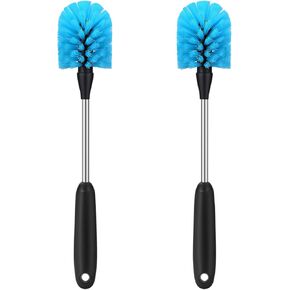 Stainless Steel Water Bottle Brush, Long Handle Scrubbing Brush, Built for Cleaning Sports Bottles, Baby Bottles, Cups, Coffee Mugs, Glasswares, Wine Decanters, Flask, 2 Pack, 15 in