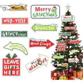 18PCS Grinchs Christmas Tree Ornaments - Grinchs Ornaments for Christmas Tree - Christmas Ornaments Decorations for Party Supplies Indoors Home Party