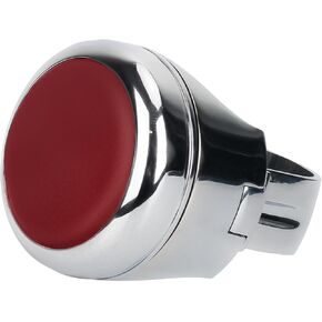 Stainless Steel Steering Wheel Knob, Sport Maneuvering Knob Steering Spinner Cowhide Leather Cover Premium Polish Finish Suicide Knob Universal Fit for Cars, Trucks, Boats (Red Cowhide)