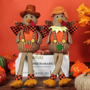 Ogrmar 16.5 بوصة 2 حزمة من دمى الديك الرومي المحشوة للزوجين عيد الشكر ديكورات الطاولة رائعة مصنوعة يدويًا من تركيا القطيفة مجموعة دمى لحصاد الخريف وزخارف طاولة الغرفة in Kuwait