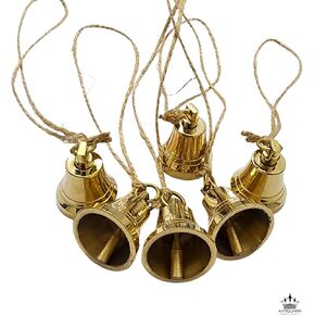 Solid Brass Jingle Bells Set of 6 Hanging Harmony Festive Décor Handmade Brass Bells Christmas Decoration Bells Ideas Home Garden Christmas Tree Decoration Bells