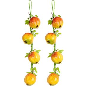 Artificial Fruit Hanging Strings, 2Pcs Fake Pomegranate Bunch Lifelike Fruit for Home Kitchen Hanging Ornaments Farmhouse Wall Decor Photography Props