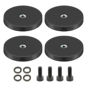 4Pcs Rubber Coated Magnets, 30LBS Anti-Scratch Neodymium Magnet Base with M5 Threaded Studs and Nuts for Light Bar, Mirror, Tools and Equipement