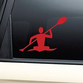 Kayak Kayaker Paddle Canoe Vinyl Decal Laptop Car Truck Bumper Window Sticker - Red