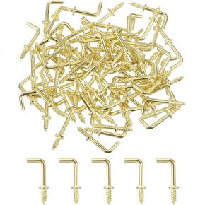 uxcell 150 Pcs L Shape Hooks, 1/2 Inch Right Angle Hooks Carbon Steel Small Screw in Hooks 7 Shape Right Angle Hook for Hanging, Black
