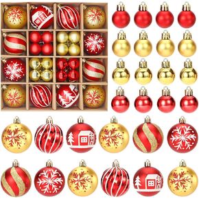 Christmas Tree Ornaments Set，Champagne Gold Christmas Ball Ornaments Set of 44 Pack 2.36 Inch Decorative Hanging Ball Ornaments Bulk for Xmas Holiday Party Indoor Decor