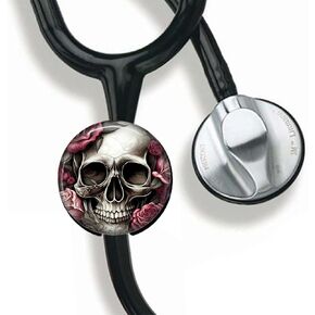 lycit Skull Stethoscope Tag Personalized,Nurse Doctor Stethoscope ID Tag Customized, Medical Stethoscope Name Tag with Writable Surface-Black, Small, lycit039