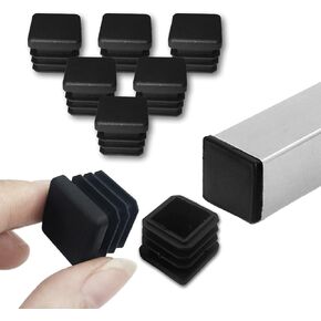 32 Pcs 1-1/2 inch Square Tubing End Caps, Plastic End Caps Insert Finishing Plug for Chair Legs, Pipe Post, Table Legs (Black, 38x38mm)