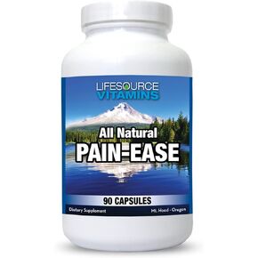 Lifesource Vitamins All Natural Pain Ease – 20 Synergistic Herbs and Enzymes That Naturally & Safely Support: Headaches & Migraines - Knees – Shoulders – Joints – Leg Pain – Tension