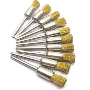 NGe 10Pcs Brass Wire Brushes Set, Pen Shape Polishing Wire Brushes with 1/8" Shank, Rotary Tools Accessories Grinding Tool