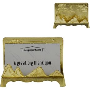enyuwlcm Metal Desktop Card Holder for Desk Decorative Business Card Display Stand for Office Suitable for Men Women 1 Pack (Bronze)