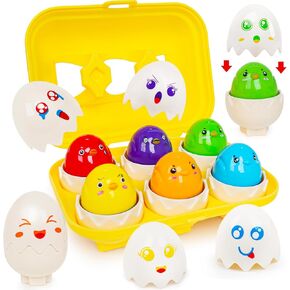 Dinosaur Matching Eggs Toys for Toddlers- Sensory Fun Educational Learning Fine Motor Puzzle Matching Games Best Easter Basket Stuffers Birthday Gifts for 1-3 Years Old Boys Girls