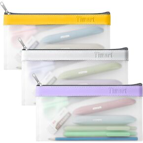 Clear Pencil Pouch-3 Pack, Clear Pencil Case, Pen Holder with Zipper for Kids, Clear Makeup Pouch, Kids Pencil Pouch for Office School Supplies Makeup Travel Accessories