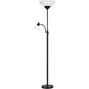 Adesso 7202-22 Piedmont 300W Combo Torchiere, 71 in., 2 x 150 W Incandescent/equiv. LED & 60W Incandescent Reading Light, Brushed Steel, 1 Floor Lamp