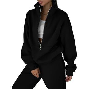 Womens Sweatsuits Fleece Lined Jogging Sweatpants and Half Zip Sweatshirts 2 Piece Matching Sweat Sets