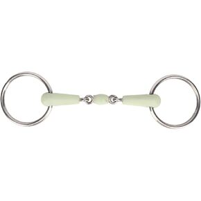 Fabater Ring Snaffle Bit, Stainless Steel Rubber Roller Mouth Snaffle Bit, Flavor Horse Mouth Bit, Loose Ring Snaffle, Comfort O Ring for Horses Training, Riding