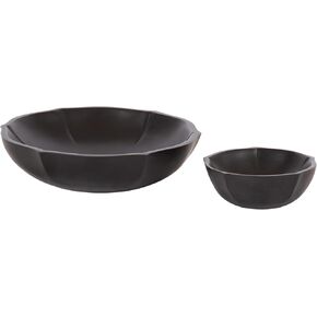 Kate and Laurel Lorah Decorative Carved Lotus Wooden Bowls, Set of 2, Light Natural, Modern Food-Safe Fruit Bowls for Kitchen Counter or Use as a Key Bowl Set for an Entryway Table