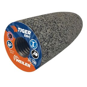 Weiler 68304 Tiger ZIRC Type 16 Round Tip Portable Grinding Cone, Z20-S, 1-1/2" X 2-1/2" X 5/8-11, (Pack of 12)