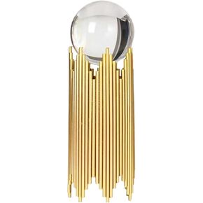 Modern Abstract Art Crystal Ball with Gold Tubular Iron Frame Decorative Ornament for Living Room Bedroom TV Stand Crafts Gifts Office Home Decoration(8.85" H×2.95" D×2.95" W)