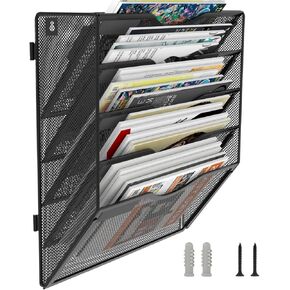 Magnetic File Holder 1 Pockets File Folder Organizer, Office Hanging Magazine Rack for File Cabinets, Magnetic Paper Holder, No Drilling Mail Organizer for Refrigerator, Office