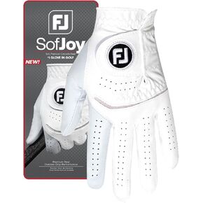 FootJoy Men's SofJoy Golf Glove, White, Cadet Large, Worn on Left Hand