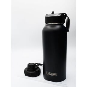 Sport Travel Outdoor Water Bottle with Spout and Straw Lids | Leak Proof | Insulated Stainless Steel Double Walled | BPA and Sweat free | Hot & Cold | For Kids Men & Women (Black, 18 oz)
