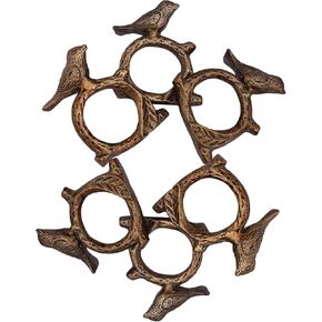 Handmade Songbird Bird on Tree Branch - Aluminium Metal Napkin Rings Set of 6 Holder for Dinning Table Parties Everyday (Pack of 6)