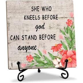 Christian Bible Verse Gift for Women Men Wood Sign with Stand - with God All Things are Possible, Religious Gifts Spiritual Matthew 19:26 Decor Home Office Table Centerpiece, Christian Home Decor -32