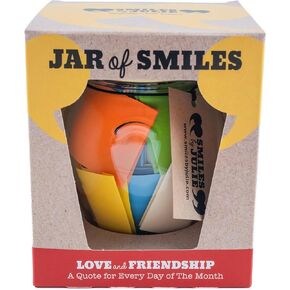 Love and Friendship Quotations in a Jar. Thoughtful, Happy and Amusing Quotes for every day of the month. Be The Reason Your Friends Smile Today. Unique Gift Box.