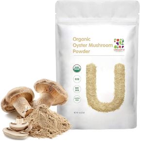 UNLEASH'D ORGANIC Organic Oyster Mushroom Powder 16 oz 100%Pure Natural Green Food Supports Immune Function and Overall Health