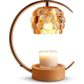 Candle Warmer Lamp Electric Candle Lamp Warmer with Timer and Dimmer Wax Melt Warmer with 2 Bulbs for Jar Candles for Home Bedroom Decor (Gold)
