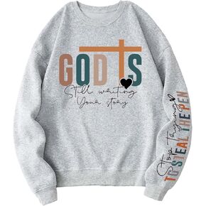 Qbily Women's Boho Christian Sweatshirt Casual Long Sleeve Bundle Religious Bible Verse Psalm Jesus God Faith Pullover Tops