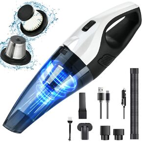 Handheld Vacuum Cordless,Car Vacuum Portable Cordless,13000 pa Strong Suction Portable Hand Vacuum Cordless Rechargeable with LED Light, Car Hand Vacuum for for Home/Car/Pet hair/Travel Cleaning