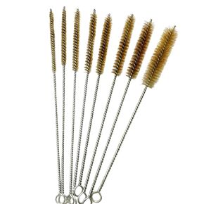 8Pcs Brass Wire Tube Cleaning Brush Set 12inch Long Handle Bristle Tube Brush Metal Pipe Cleaner Bore Brush for Auto Parts, Tubes, Bottle, Glass (6, 8, 10, 12, 14, 16, 20, 25mm)
