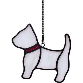 Beige Dog Stained Glass Suncatcher for Window,Funny Dog Pet Stained Glass Window Hanging for Home Decor,Great for Livingroom Bedroom,Dog Memorial Gifts for Dog Lovers,
