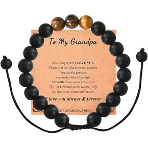 Beaded Bracelets for Men Bonus Dad Gifts from Daughter Son Father Day Gifts for Grandpa Papa Gifts Bracelet from Grandchildren Uncle Gifts from Niece Nephew