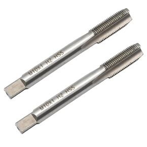 VIKKSAER M10 x 1mm Metric Machine Thread Tap, 2 PCs H2 High Speed Steel Straight Flutes Screw, Tapping Threading Machinist Repair DIY Tools