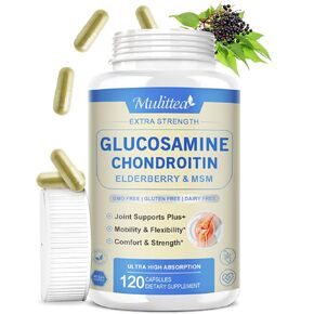 Glucosamine Chondroitin MSM Elderberry Boswellia Capsules- Extra Strength Natural Joint Support Supplement with Turmeric for Antioxidant,Immune Support Helps with inflammatory response*for Men & Women
