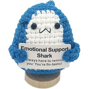 Emotional Support Shark, Handmade Mini Positive Crochet Shark Dolls, Shark Gifts for Lovers Friends Families Women Men