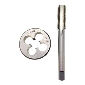 1/2-18 Tap Die Set RH Right Hand 1/2 x 18 Tap Tool Thread Machine Screw, 1/2-18 Tap and Round Die RH 1/2x18 Die Threading Machine