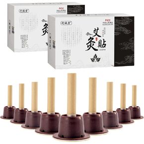 120Pcs Moxibustion Sticks and 120Pcs Self-Stick Base, Pure Moxa Rolls for Mild Moxibustion for Chinese Traditional AiJiu Body Acupuncture (120)