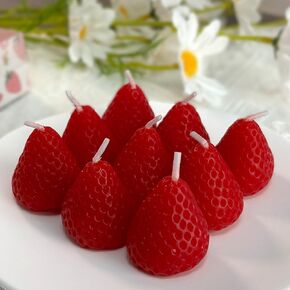 Strawberries Candles Gifts for Women, Aromatherapy Candle, Room Decor Cute Strawberries Shaped Scented Candles, Aesthetic Decorative (6 Red and 3 Pink, 3 Inch)