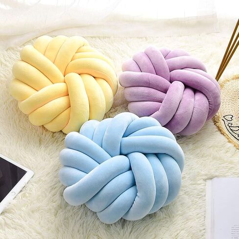 Youjiayi Knot Pillow Ball Round Cushion Decoration Knotted Throw Pillows Sofa Floor Car Pillow Back Cushion Kids Toys,Ivory in Saudi Arabia