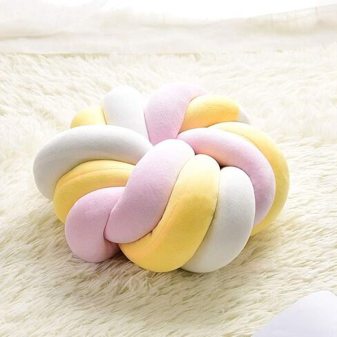 Youjiayi Knot Pillow Ball Round Cushion Decoration Knotted Throw Pillows Sofa Floor Car Pillow Back Cushion Kids Toys,Ivory in Saudi Arabia