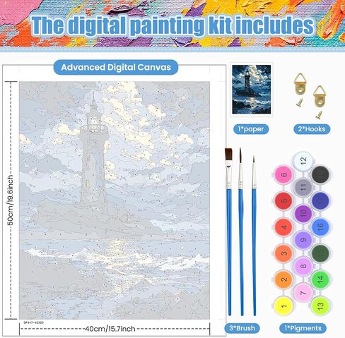 DOMROM Paint by Numbers Kit for Adults -Landscape, Acrylic Paints Easy Color by Numbers for Adults Houses，Paint by Number Kits on Canvas Arts and Crafts for Home Decor(16x20inch) in Saudi Arabia