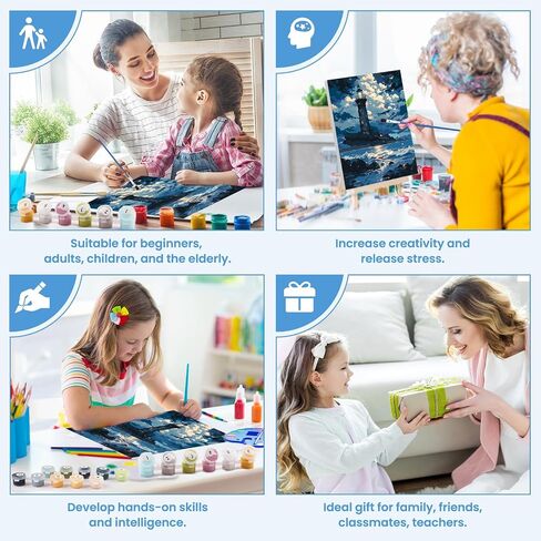 DOMROM Paint by Numbers Kit for Adults -Landscape, Acrylic Paints Easy Color by Numbers for Adults Houses，Paint by Number Kits on Canvas Arts and Crafts for Home Decor(16x20inch) in Saudi Arabia
