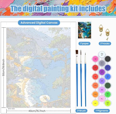 DOMROM Paint by Numbers Kit for Adults -Landscape, Acrylic Paints Easy Color by Numbers for Adults Houses，Paint by Number Kits on Canvas Arts and Crafts for Home Decor(16x20inch) in Saudi Arabia