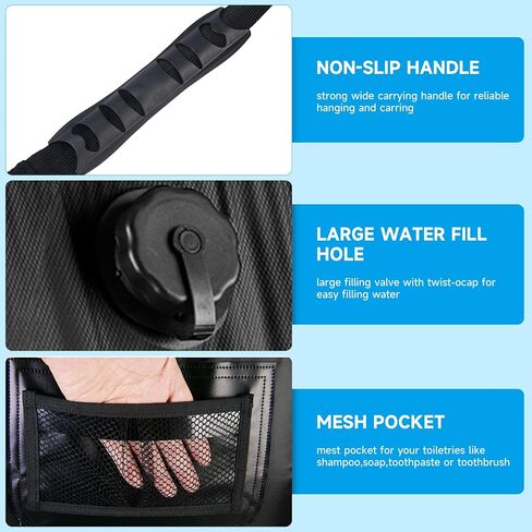 Solar Portable Shower Bag, 5 Gal/20L Solar Heating Outdoor Camping Shower Bag with On-Off Switchable Shower Head&Removable Hose Suitable for Camping, Hiking, Travel, Beach Swimming in Saudi Arabia