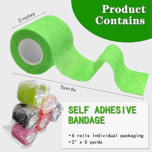 Self Adhesive Bandage Wrap 15Roll,Non-Woven Self Adherent Vet Wrap Tape,5CM x 4.5M Cohesive Bandage Tape for Wrist & Ankle,Elastic Grip Cover-15color in Saudi Arabia