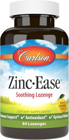 Carlson - Zinc-Ease, Soothing Lozenge, Immune Support & Optimal Wellness, Antioxidant, Lemon, 84 Lozenges in Saudi Arabia